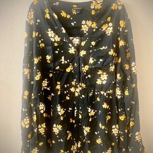 Torrid Black and Yellow Floral Blouse